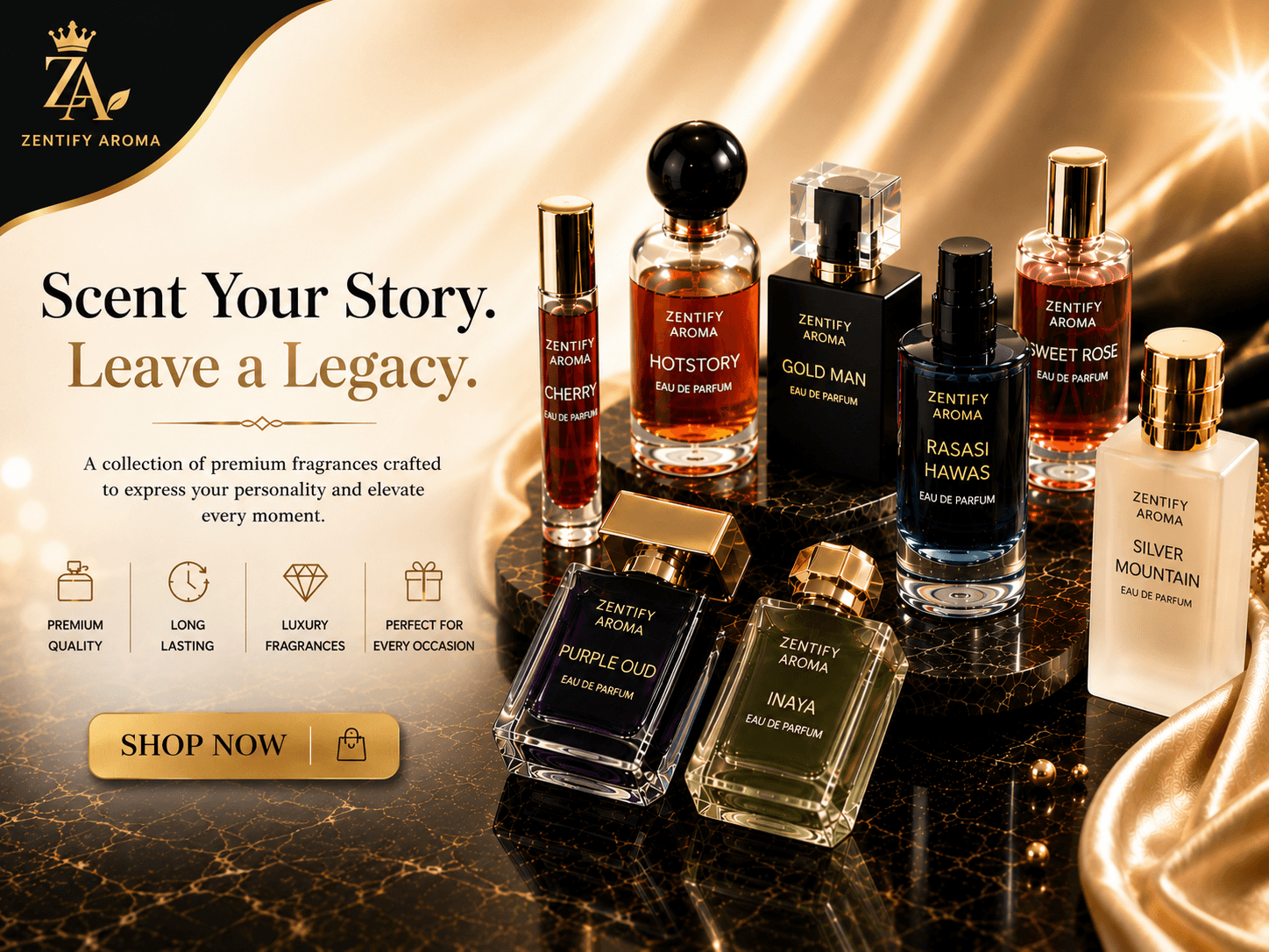 Discover the art of fine perfumery with Zentify Aroma's signature collection — crafted for every mood, every moment, and every memory.